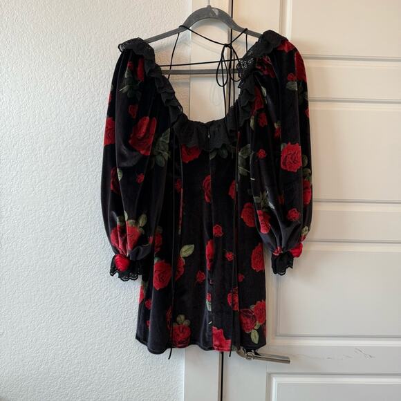 For Love & Lemons Yara Printed Velvet Mini Dress - Picture 5 of 8